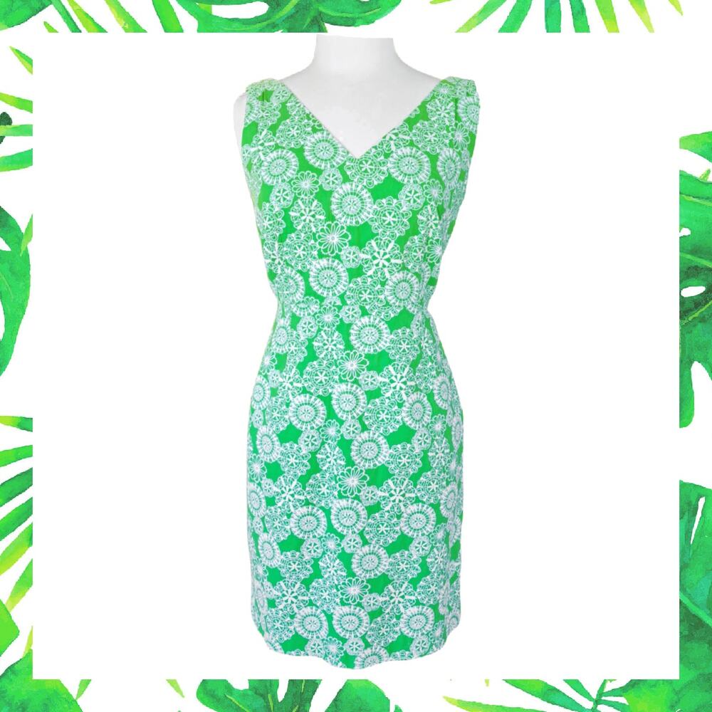 Lilly Pulitzer Kiki Dress Green Bean Day Dreamer Jacquard Retro Sheath Size 8